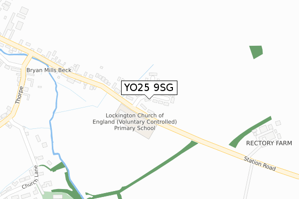YO25 9SG map - large scale - OS Open Zoomstack (Ordnance Survey)