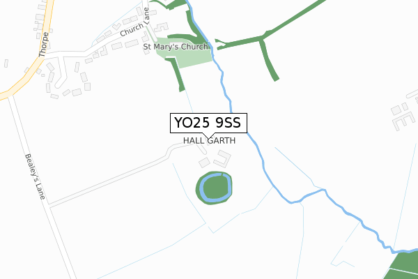YO25 9SS map - large scale - OS Open Zoomstack (Ordnance Survey)