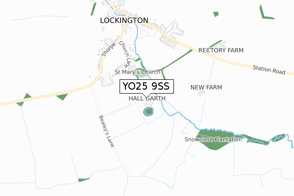 YO25 9SS map - small scale - OS Open Zoomstack (Ordnance Survey)