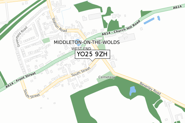 YO25 9ZH map - large scale - OS Open Zoomstack (Ordnance Survey)