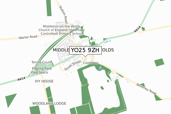 YO25 9ZH map - small scale - OS Open Zoomstack (Ordnance Survey)
