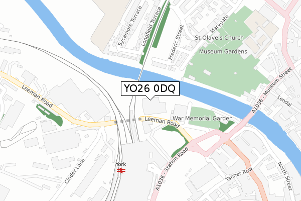 YO26 0DQ map - large scale - OS Open Zoomstack (Ordnance Survey)
