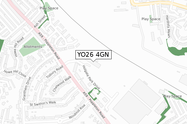 YO26 4GN map - large scale - OS Open Zoomstack (Ordnance Survey)