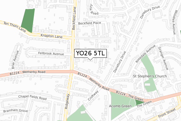 YO26 5TL map - large scale - OS Open Zoomstack (Ordnance Survey)