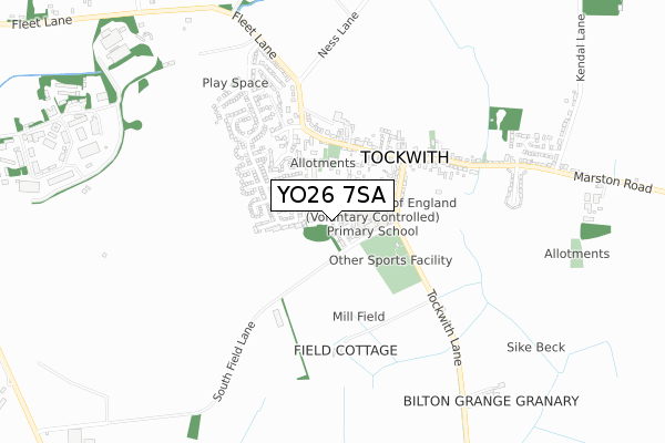 YO26 7SA map - small scale - OS Open Zoomstack (Ordnance Survey)