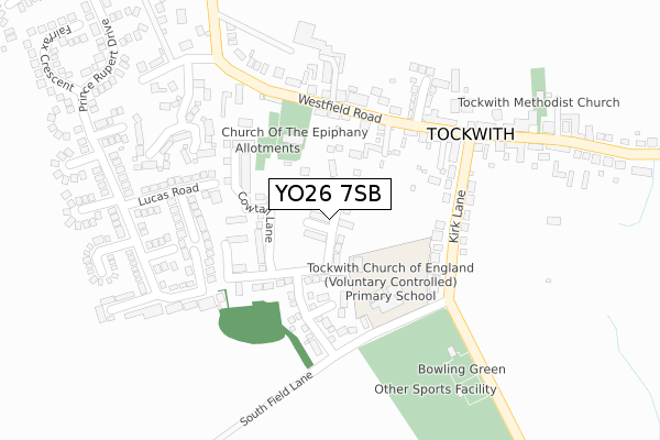YO26 7SB map - large scale - OS Open Zoomstack (Ordnance Survey)