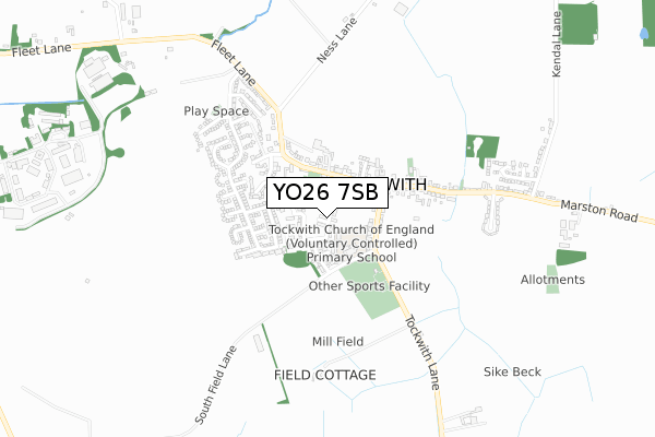 YO26 7SB map - small scale - OS Open Zoomstack (Ordnance Survey)