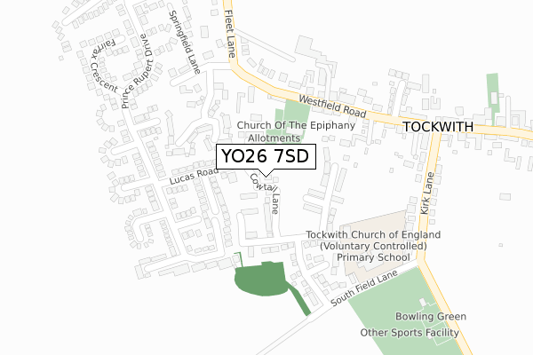 YO26 7SD map - large scale - OS Open Zoomstack (Ordnance Survey)