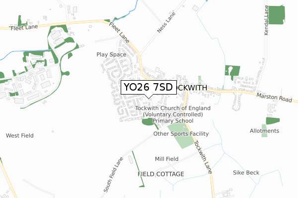 YO26 7SD map - small scale - OS Open Zoomstack (Ordnance Survey)