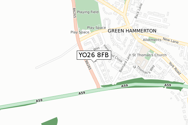 YO26 8FB map - large scale - OS Open Zoomstack (Ordnance Survey)