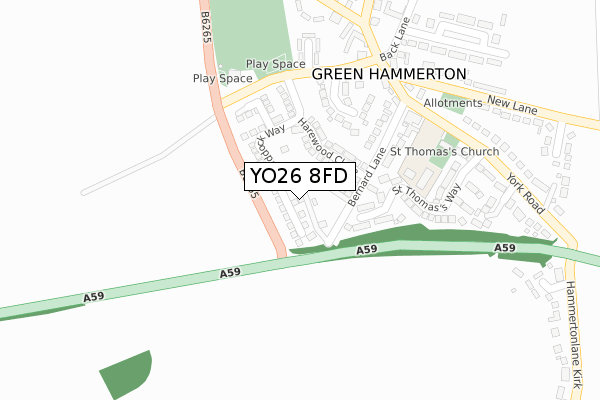 YO26 8FD map - large scale - OS Open Zoomstack (Ordnance Survey)