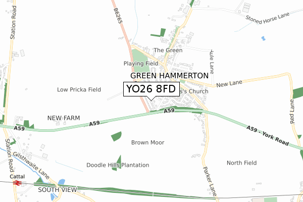 YO26 8FD map - small scale - OS Open Zoomstack (Ordnance Survey)