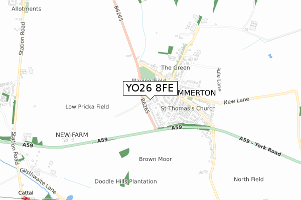 YO26 8FE map - small scale - OS Open Zoomstack (Ordnance Survey)