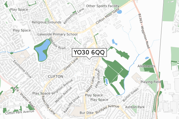 YO30 6QQ map - small scale - OS Open Zoomstack (Ordnance Survey)