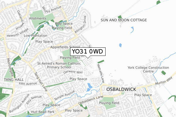 YO31 0WD map - small scale - OS Open Zoomstack (Ordnance Survey)