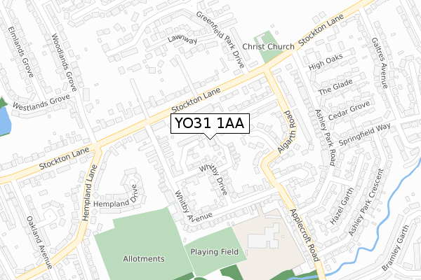 YO31 1AA map - large scale - OS Open Zoomstack (Ordnance Survey)