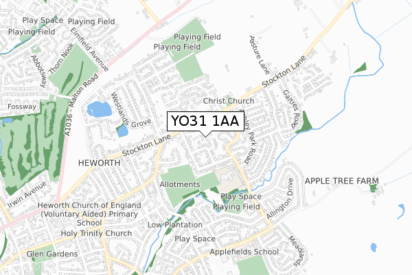 YO31 1AA map - small scale - OS Open Zoomstack (Ordnance Survey)