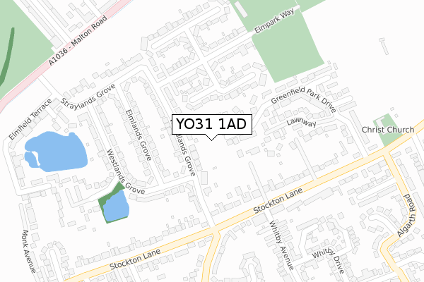 YO31 1AD map - large scale - OS Open Zoomstack (Ordnance Survey)