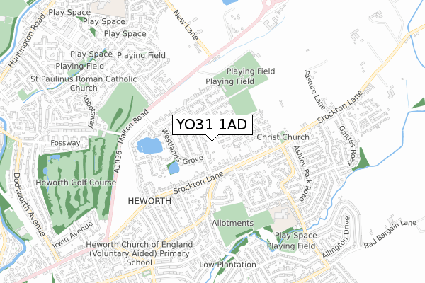 YO31 1AD map - small scale - OS Open Zoomstack (Ordnance Survey)