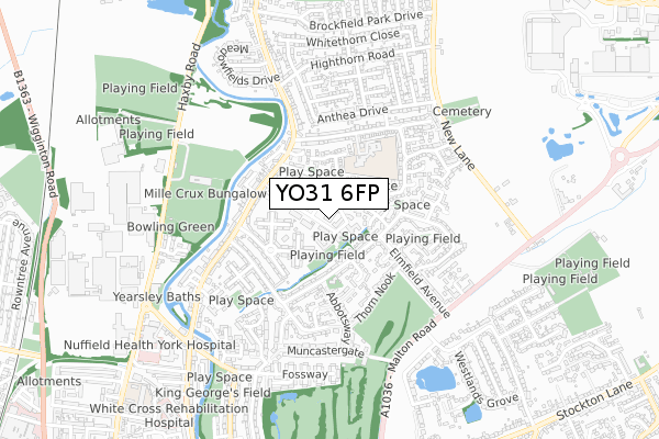 YO31 6FP map - small scale - OS Open Zoomstack (Ordnance Survey)