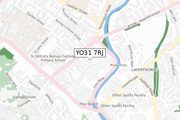 YO31 7RJ map - large scale - OS Open Zoomstack (Ordnance Survey)