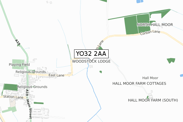 YO32 2AA map - small scale - OS Open Zoomstack (Ordnance Survey)