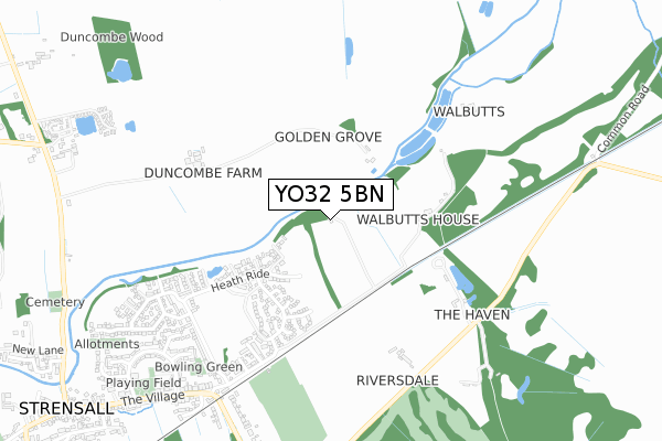 YO32 5BN map - small scale - OS Open Zoomstack (Ordnance Survey)