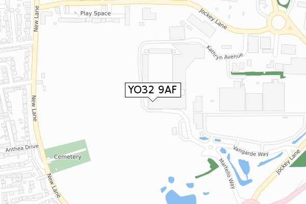 YO32 9AF map - large scale - OS Open Zoomstack (Ordnance Survey)