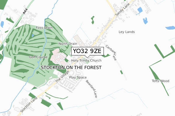 YO32 9ZE map - small scale - OS Open Zoomstack (Ordnance Survey)