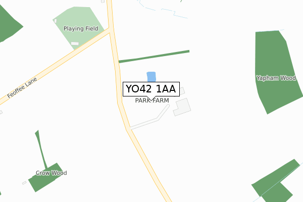 YO42 1AA map - large scale - OS Open Zoomstack (Ordnance Survey)