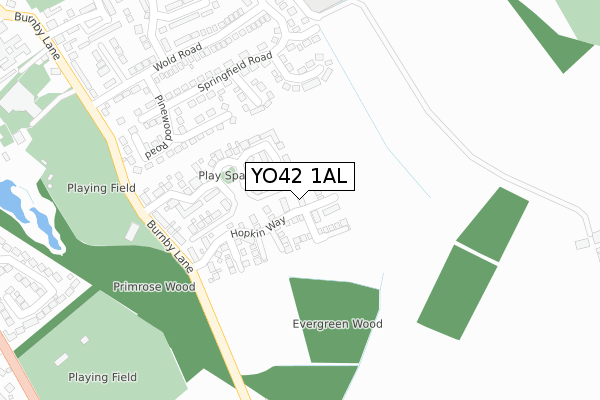 YO42 1AL map - large scale - OS Open Zoomstack (Ordnance Survey)