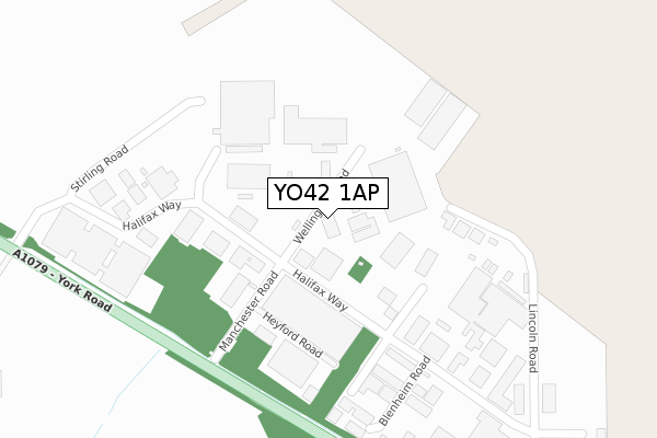 YO42 1AP map - large scale - OS Open Zoomstack (Ordnance Survey)