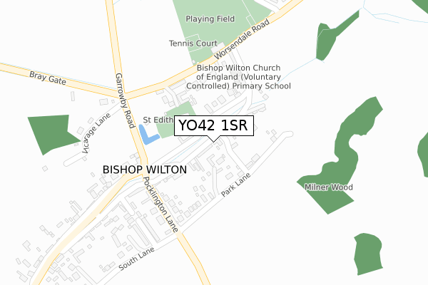 YO42 1SR map - large scale - OS Open Zoomstack (Ordnance Survey)