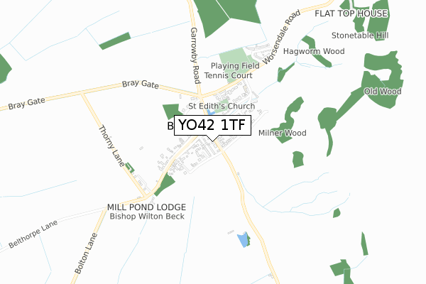 YO42 1TF map - small scale - OS Open Zoomstack (Ordnance Survey)