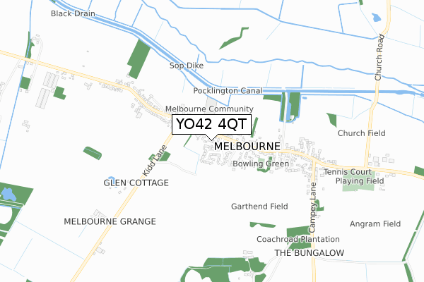 YO42 4QT map - small scale - OS Open Zoomstack (Ordnance Survey)