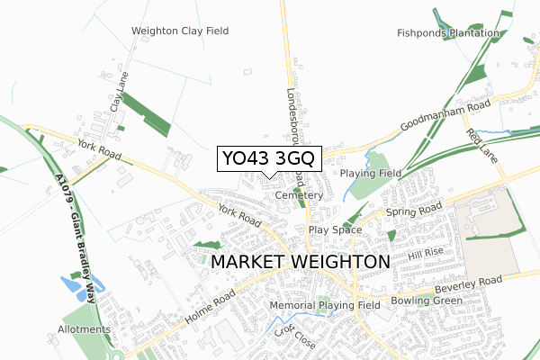 YO43 3GQ map - small scale - OS Open Zoomstack (Ordnance Survey)