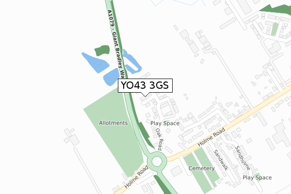 YO43 3GS map - large scale - OS Open Zoomstack (Ordnance Survey)