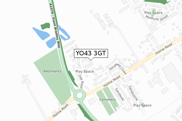 YO43 3GT map - large scale - OS Open Zoomstack (Ordnance Survey)