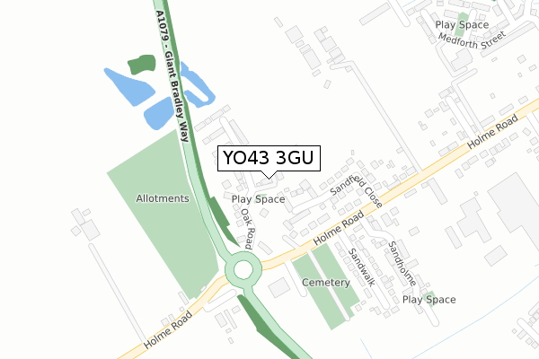 YO43 3GU map - large scale - OS Open Zoomstack (Ordnance Survey)