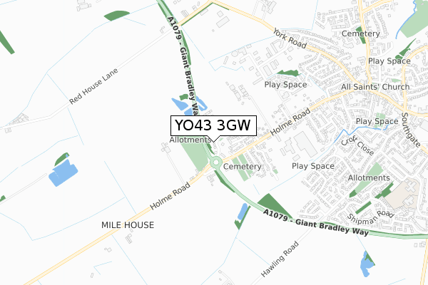 YO43 3GW map - small scale - OS Open Zoomstack (Ordnance Survey) YO43 3GW map - small scale - OS Open Zoomstack (Ordnance Survey)