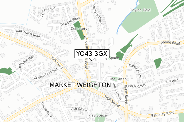 YO43 3GX map - large scale - OS Open Zoomstack (Ordnance Survey) YO43 3GX map - large scale - OS Open Zoomstack (Ordnance Survey)