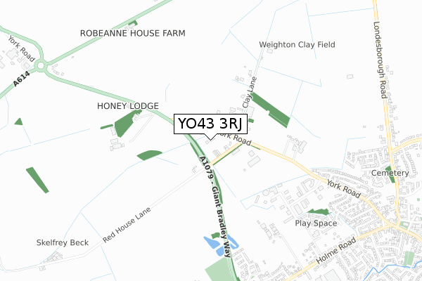 YO43 3RJ map - small scale - OS Open Zoomstack (Ordnance Survey)