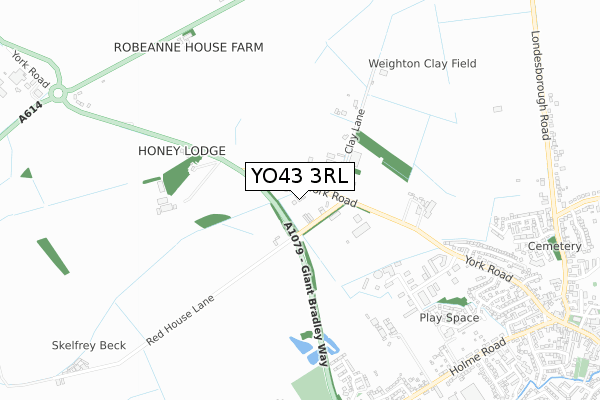 YO43 3RL map - small scale - OS Open Zoomstack (Ordnance Survey)