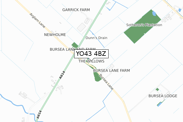 YO43 4BZ map - small scale - OS Open Zoomstack (Ordnance Survey)