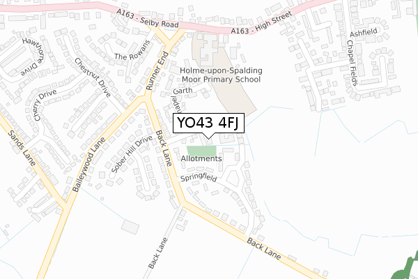 YO43 4FJ map - large scale - OS Open Zoomstack (Ordnance Survey)