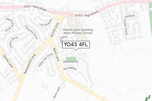 YO43 4FL map - large scale - OS Open Zoomstack (Ordnance Survey)