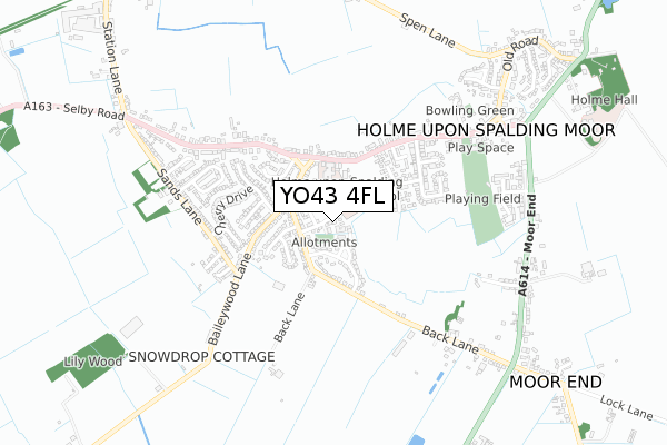 YO43 4FL map - small scale - OS Open Zoomstack (Ordnance Survey)