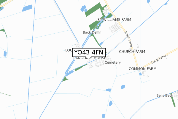 YO43 4FN map - small scale - OS Open Zoomstack (Ordnance Survey)