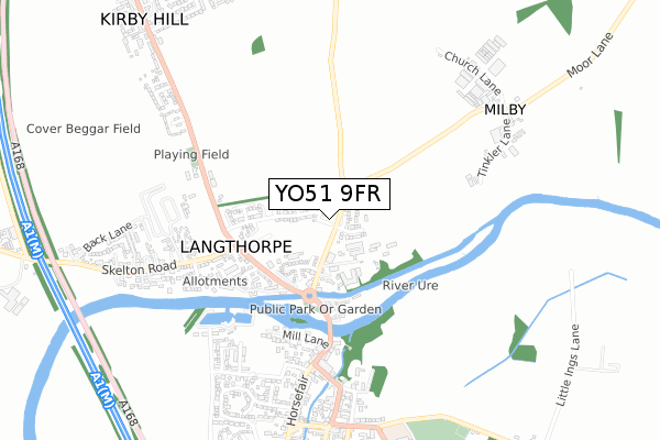 YO51 9FR map - small scale - OS Open Zoomstack (Ordnance Survey)