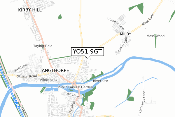 YO51 9GT map - small scale - OS Open Zoomstack (Ordnance Survey)